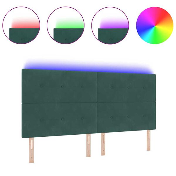 vidaXL Testiera con luci a strisce a LED Verde 100 cm Velluto