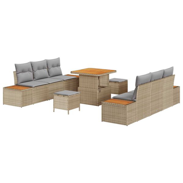 vidaXL Set Divano da Giardino 9 pcs Beige polyrattan