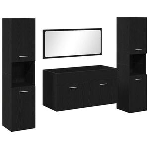 vidaXL Set di mobili per il bagno 4 pz Rovere Nero 90 x 38,5 x 46 cm
