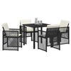 vidaXL Set da Pranzo per Giardino 5 pcs Nero polyrattan