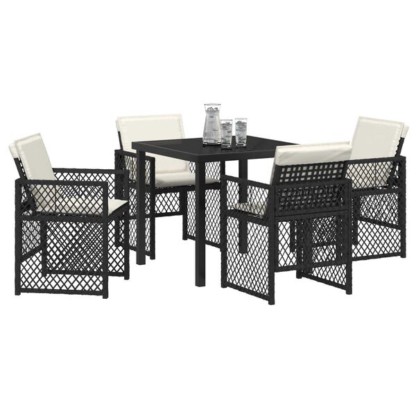 vidaXL Set da Pranzo per Giardino 5 pcs Nero polyrattan