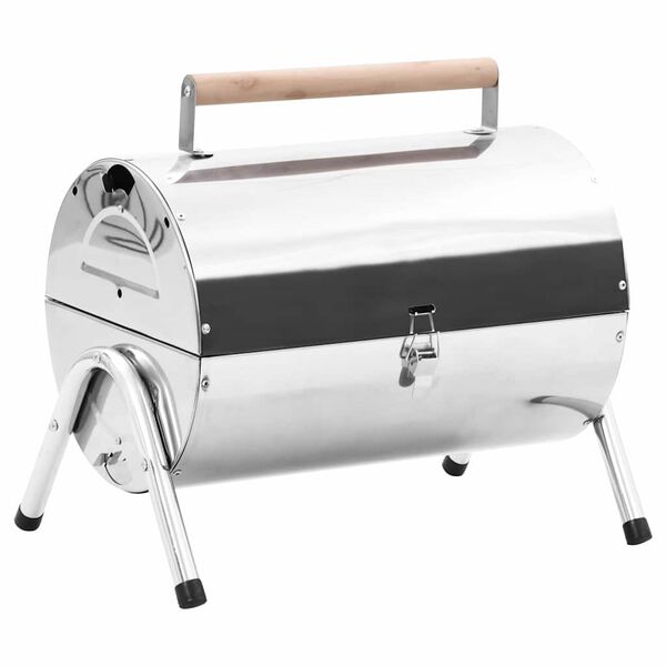 vidaXL Barbecue da Tavolo Portatile in Acciaio Inox con Doppia Griglia