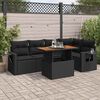 vidaXL Set Divano da Giardino 6 pz con Cuscini Nero in Polyrattan