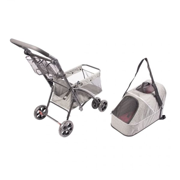Duvoplus Passeggino per Animali Domestici Deluxe 79x46x99 cm Grigio