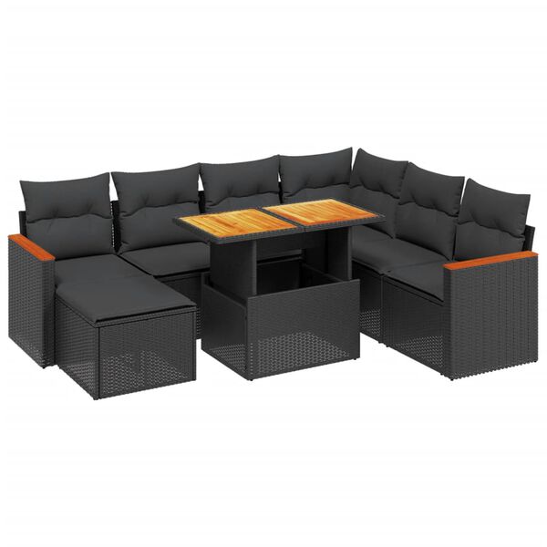 vidaXL Set Divani da Giardino con Cuscini 8 pz Nero in Polyrattan