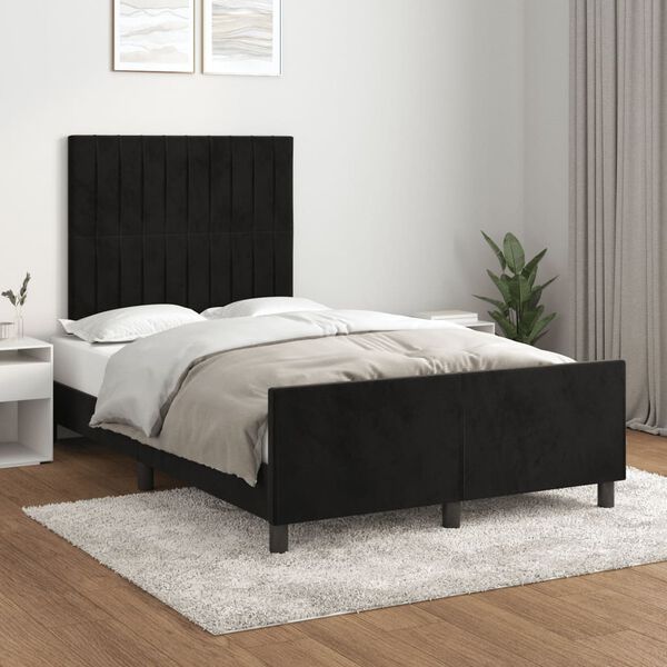vidaXL Giroletto senza Materasso Nero 120x190 cm Velluto