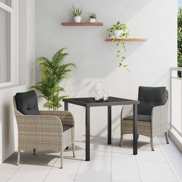 vidaXL Set da Pranzo per Giardino 3 pcs Grigio chiaro polyrattan