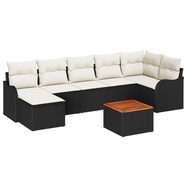 vidaXL Set Divano da Giardino 8 pcs Nero e Crema polyrattan
