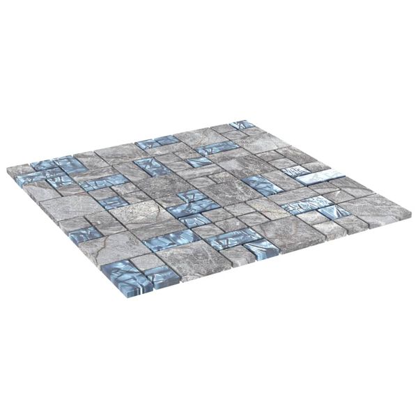 vidaXL Piastrelle Mosaico 22 pz Grigio e Blu 30x30 cm in Vetro