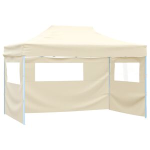 vidaXL Tenda Pieghevole con 3 Pareti 3x4,5 m Crema