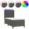 vidaXL Letto a Molle con Materasso e LED Grigio Scuro 90x190cm Velluto