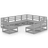 vidaXL Set Divani da Giardino 9 pz Grigi in Legno Massello di Pino