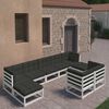 vidaXL Set Divani da Giardino 9 pz con Cuscini Massello di Pino Bianco