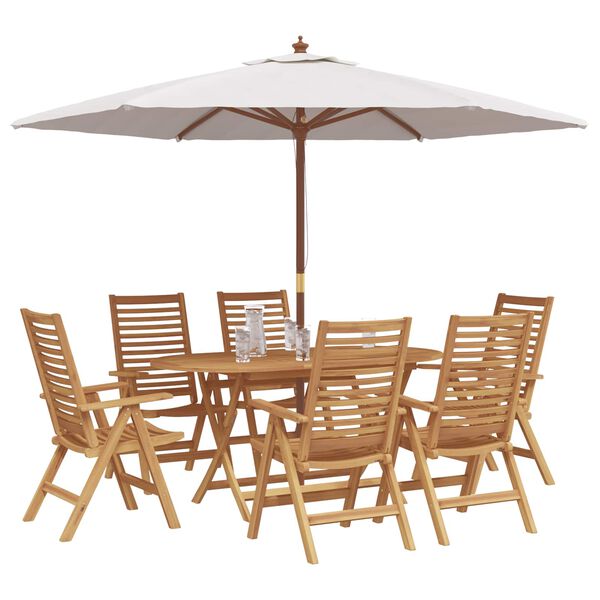 vidaXL Set da Pranzo per Giardino 7 pcs Marrone Legno di teak solido
