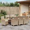 vidaXL Set da Pranzo per Giardino 9 pcs Beige polyrattan