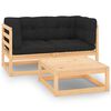 vidaXL Set Divani da Giardino 3 pz con Cuscini Legno Massello di Pino
