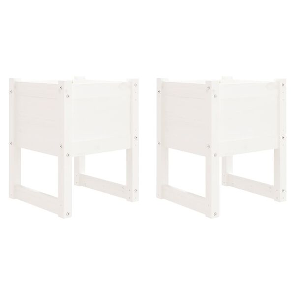 vidaXL Fioriere 2 pz Bianche 40x40x52,5 cm in Legno Massello di Pino