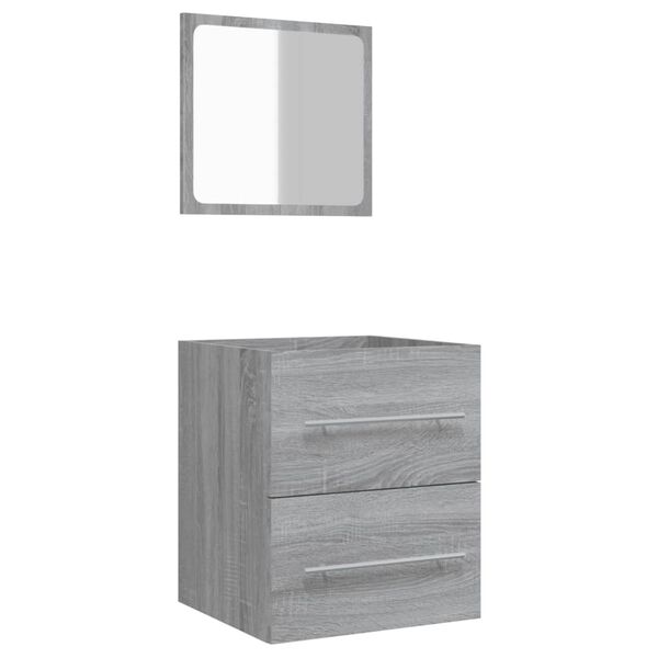 vidaXL Mobile da Bagno con Specchio Grigio Sonoma 41x38,5x48 cm