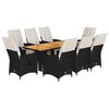 vidaXL Set da Pranzo da Giardino 9 pz con Cuscini Nero in Polyrattan