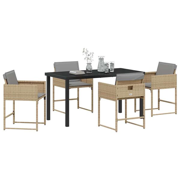 vidaXL Set da Pranzo per Giardino 5 pcs Beige polyrattan