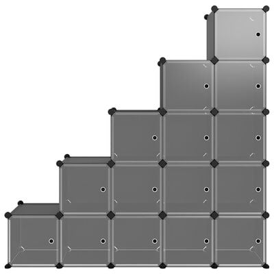 vidaXL Organizzatore Portaoggetti con 15 Cubi e Ante Trasparenti in PP