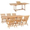 vidaXL Set da Pranzo per Esterni 7 pz 150-200x100x75 cm Teak Massello