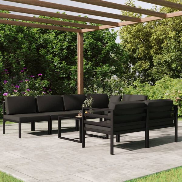 vidaXL Set Divani da Giardino 8 pz con Cuscini in Alluminio Antracite