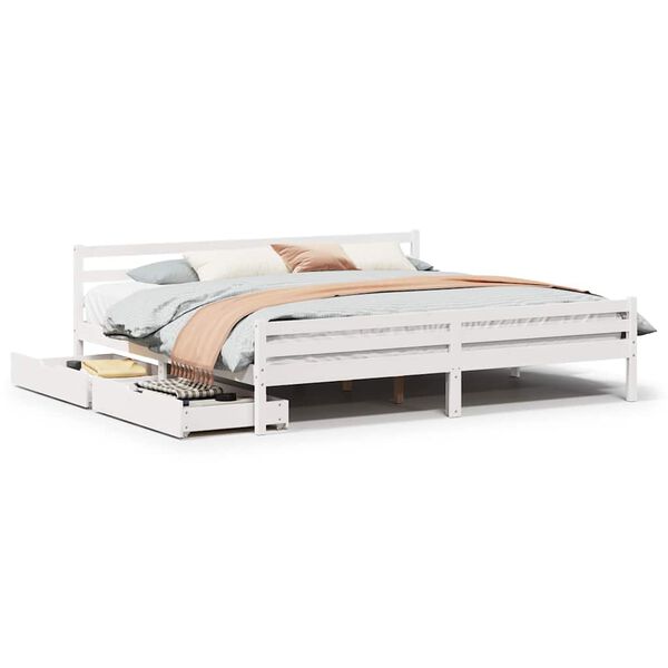 vidaXL Letto senza Materasso Bianco 180x200 cm Legno Massello di Pino