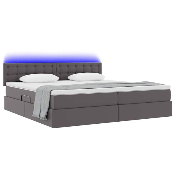 vidaXL Letto con contenitore e LED con led Grigio chiaro 200 x 200 cm