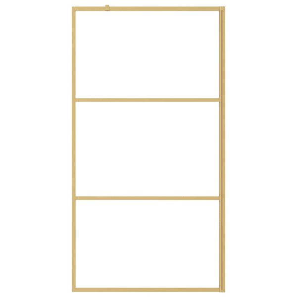 vidaXL Parete per Doccia Walk-in Vetro Trasparente ESG 100x195 cm Oro