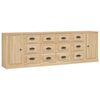 VidaXL Set 3 Credenze In Legno Multistrato Colore Rovere Fumo – Armadi Con Ante E Ripiani – 70x40x75 Cm