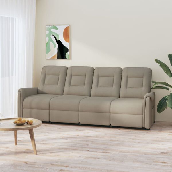 vidaXL Divano Massaggio Reclinabile 4 Posti Grigio Chiaro Microfibra