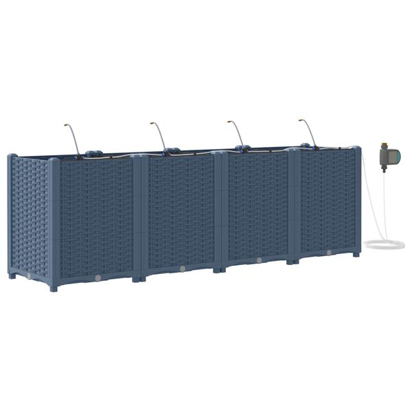 vidaXL Vaso da giardino 4 pcs Grigio 160 x 40 x 52 cm Plastica