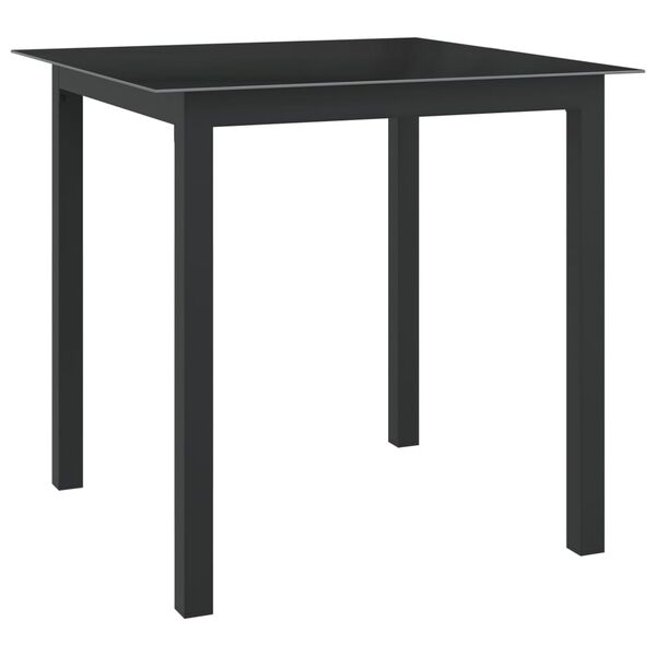 vidaXL Tavolo da Giardino Nero 80x80x74 cm in Alluminio e Vetro