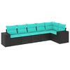 vidaXL Set Divani da Giardino 6 pz con Cuscini Nero in Polyrattan
