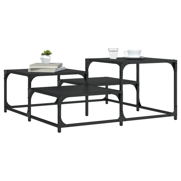 vidaXL Tavolino da Salotto Nero 87,5x87,5x40 cm in Legno Multistrato
