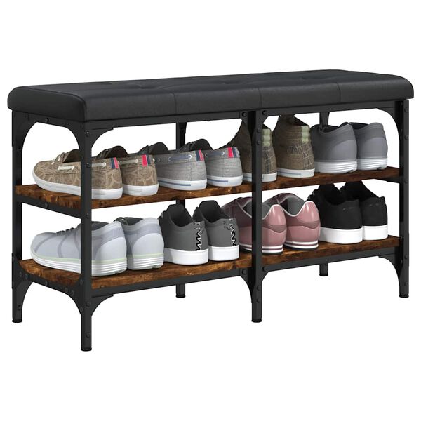 vidaXL Panca Porta Scarpe Rovere Fumo 82x32x47 cm in Legno Multistrato