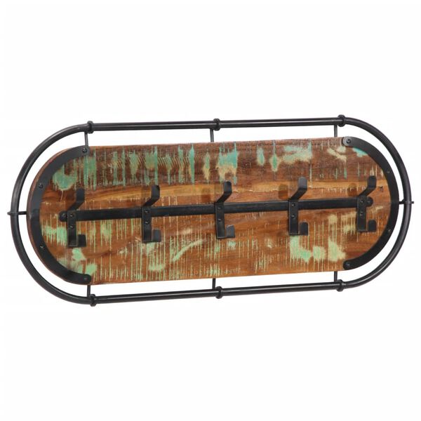 vidaXL Appendiabiti da Parete con 5 Ganci in Legno Massello Recupero