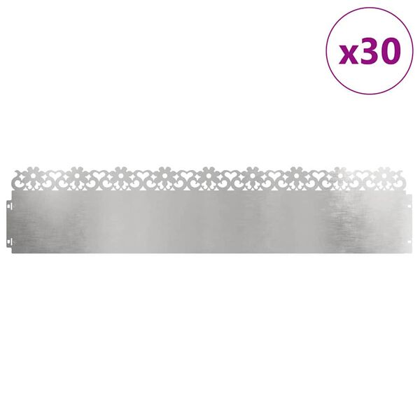 vidaXL Bordure per prato 30 pcs Argento 103 x 0,05 x 22 cm