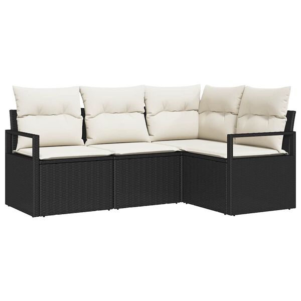 vidaXL Set di divani 4 pcs Nero polyrattan