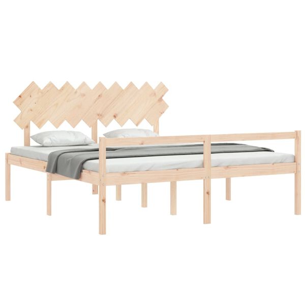 vidaXL Letto per Anziani con Testiera Bianco Super King Legno Massello