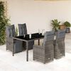 vidaXL Set Bistr&ograve; da Giardino 5 pz con Cuscini in Polyrattan Grigio