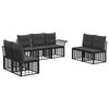 vidaXL Set di divani da esterno 7 pcs Nero e Grigio scuro Poliestere