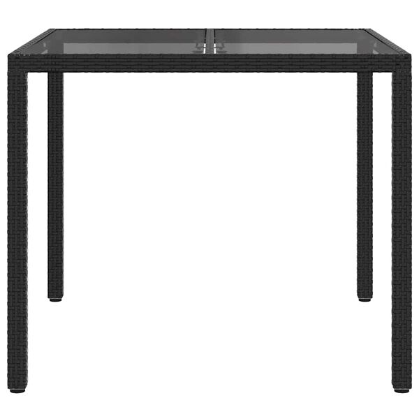 vidaXL Tavolo da Pranzo da Giardino Nero 90 x 90 x 75 cm Poly Rattan