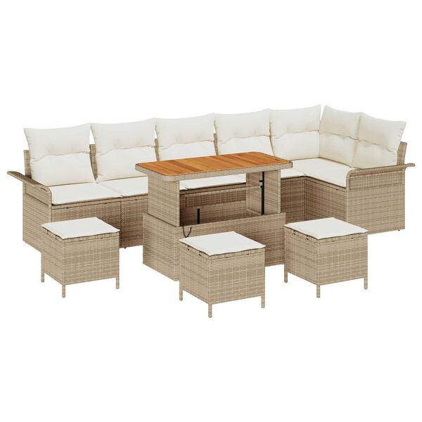 vidaXL Set Divano da Giardino con cuscino 10 pcs Beige polyrattan