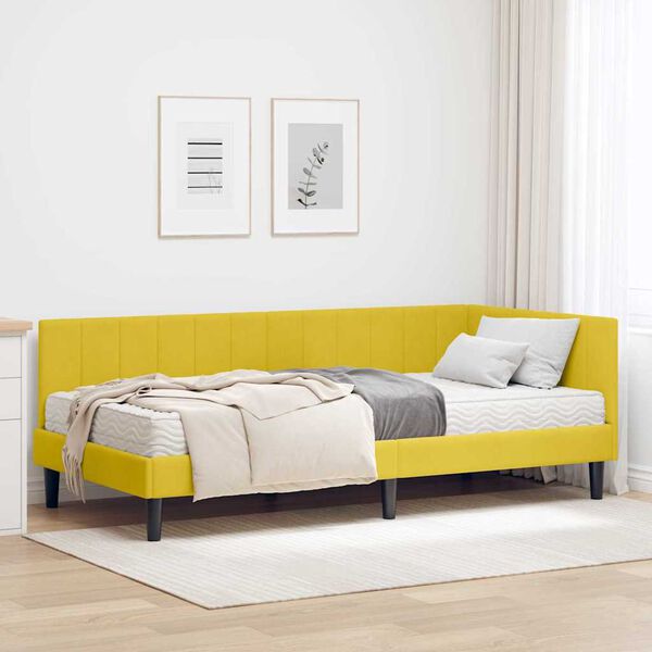 vidaXL Struttura Letto Angolare con Materasso 2 pcs Giallo Velluto