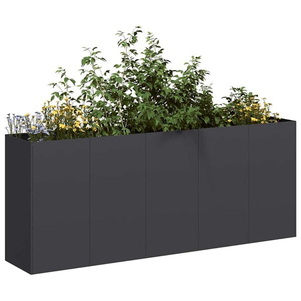 vidaXL Fioriera Nera 200x40x80 cm in Acciaio Laminato a Freddo
