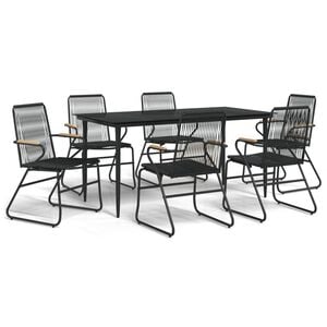 vidaXL Set da Pranzo da Giardino 7 pz Nero in Rattan PVC