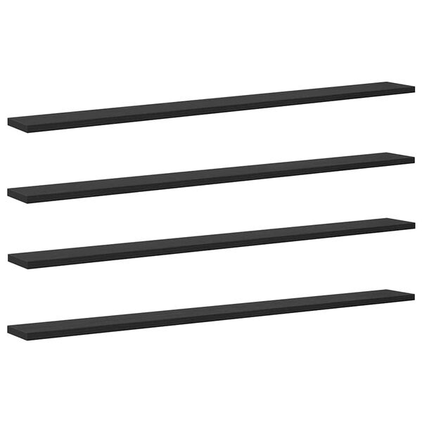 vidaXL Scaffale 4 pcs Nero 100 x 10 x 1,5 cm Legno multistrato