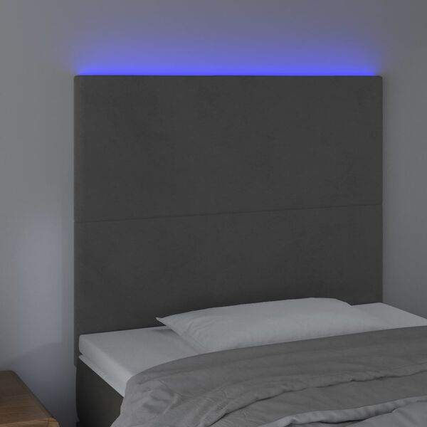 vidaXL Testiera a LED Grigio Scuro 90x5x118/128 cm in Velluto